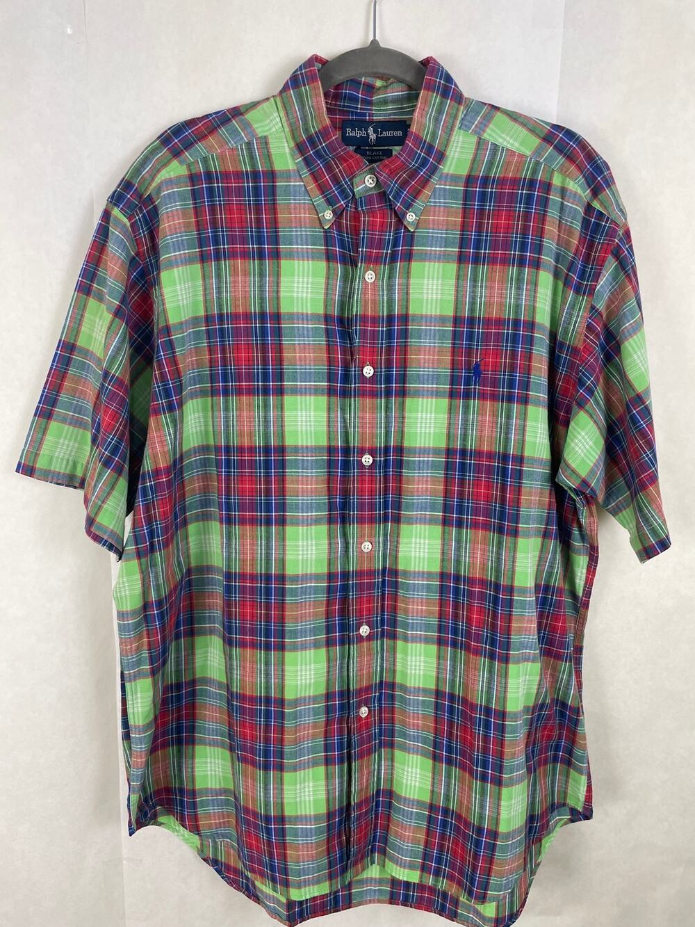 Polo Ralph Lauren Blake plaid green button up shirt size Large Preppy Casual